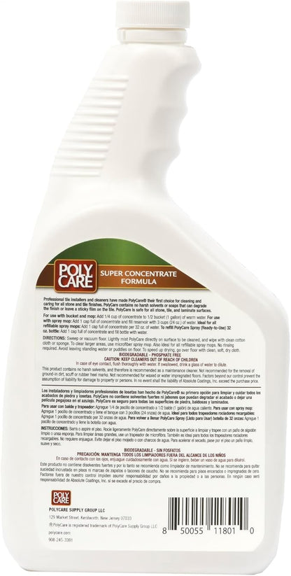 Stone & Tile Floor Cleaner Super Concentrate - 32 Fl Oz - Fresh- Dilute Concentrate with Water for Spray Mops and Spray Bottles - Residue-Free Floor Cleaning Solution for Stone & Tile Floors