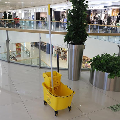 Commercial Mop Bucket with Side Press Wringer on Wheels, 35Qt,Yellow Including One Commercial Mop
