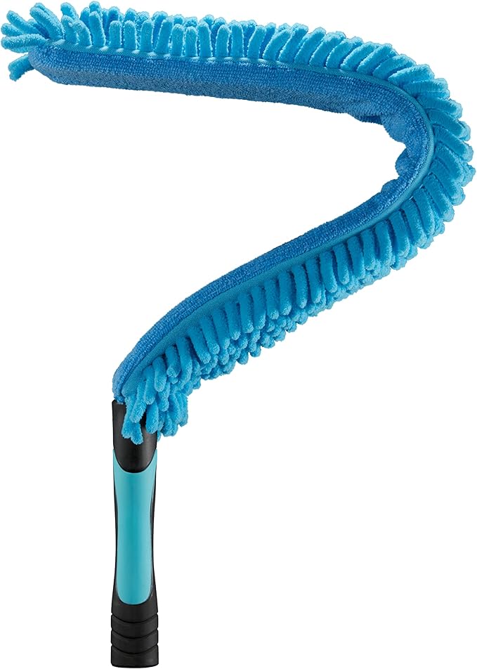 Microfiber Flexible Ceiling Fan Duster with Washable Chenille Dusting Cloth, Use by Hand or Attach to Extension Poles
