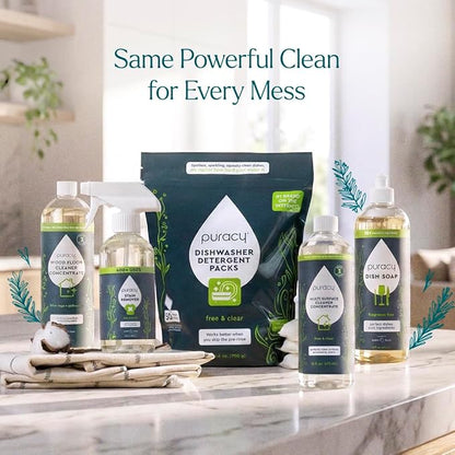 Puracy Wood Floor Cleaner Concentrate - pH Neutral Plant-Powered Hardwood All Purpose Cleaner - Residue-Free Non-Sticky Cleaning Solution As Seen on TikTok (Blue Sage & Driftwood, 16 fl oz)