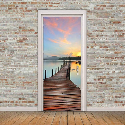 3D Door Stickers Murals - Peel & Stick Wallpaper Self-Adhesive Decals Removable PVC Waterproof Bedroom Living Room 31.5" x 78.7"