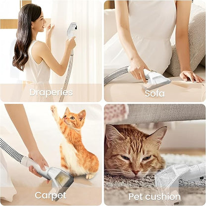 Mini Portable Carpet Cleaner Machine with Dual Size Brushhead, Multi-Purpose and Upholstery Cleaner, Handheld Deep Carpet Cleaning Machine, Spot Cleaner for Couch, Rugs, Car Seats and Pet Stains