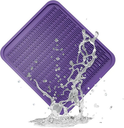 ZLR Large Silicone Dish Drying Mat (16" x 18") - XL Heavy Duty Drainboard Mat for Pots, Pans & Family Loads - Heat Resistant Trivet & Counter Protector, Easy Clean (Meadow Violet)
