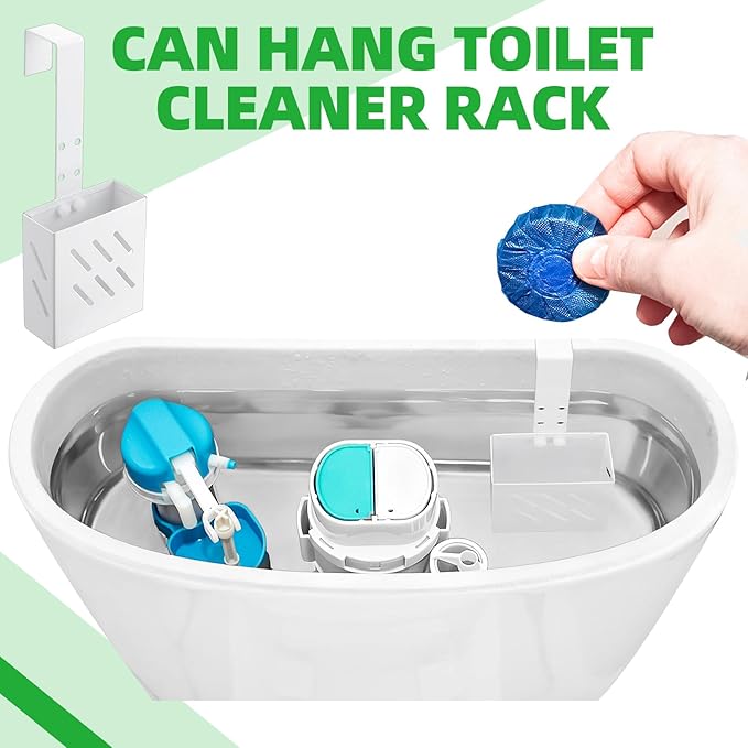 2Pack White Toilet Bowl Tablet Holder Toilet Cleaner Holders, Hanging Toilets Cleaner Caddy, Toilets Tank Cleaning Tablet Holders, Stainless Steel Tank Caddy with Adjustable Hook