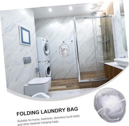 Foldable Wall-mounted Laundry Basket Gray Mesh Storage Bag for Bathroom Bedroom Dormitory Space-saving Hanging Clothes Organizer with Stable Load-bearing and Multifunctional Design