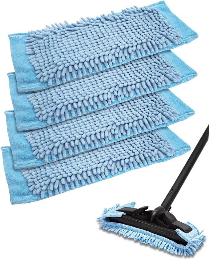 Steam Mop Pads Compatible with Wagner Spraytech Steam Cleaner for Home(905e, 915e, 925e), Reusable Chenille Steam Cleaner Pads Compatilbe with TVD/STEAMBOT and More Steamer Mop (4 Pack)