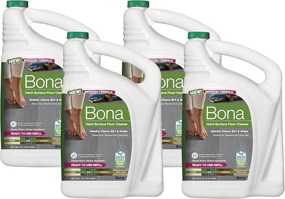 Bona Hard-Surface Floor Cleaner Refill, for Stone Tile Laminate and Vinyl LVT/LVP, 4 pack