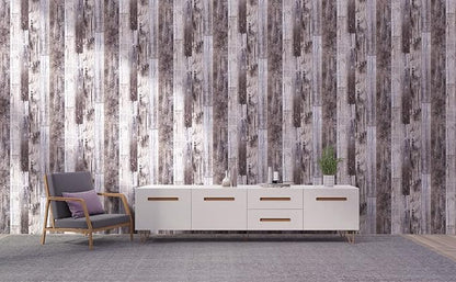 Yun-aeon Gray Wood Peel and Stick Wallpaper 17.3" X 400" Self Adhesive Wallpaper Backsplash Line Removable Wall Paper Bathroom Old Furniture Renovation Furniture