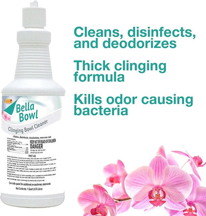 BellaBowl Clinging Toilet Bowl Cleaner & Disinfectant, 1 Quart