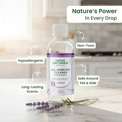 Good Natured Brand All-Purpose Cleaner Concentrate | 8oz makes 128oz | Lavender Essential Oil | 16X Concentrated Natural Multi-Surface Cleaner