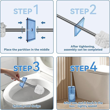 Compact Toilet Brush and Holder, Space-Saving, deep Cleaning, drip-Proof, Easy to Assemble, Nylon bristles