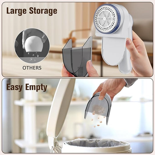 DBC Fabric Shaver with 15000r/Min Powerful Motor, LED Display, 3-Speeds, 6-Leaf Blades, Large Shaving Head Lint Remover for Clothes, Lint Ball, Furniture, Fuzz - Pink & White