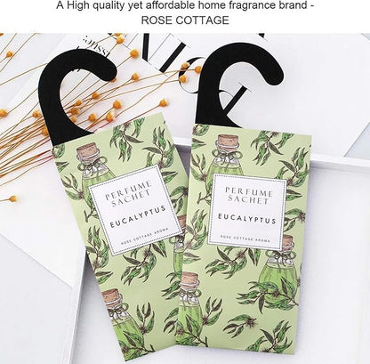 ROSE COTTAGE Large 12 Packs Eucalyptus Hanging Closet Deodorizer Air Freshener Long Lasting Scented Sachets Smell Goods for House