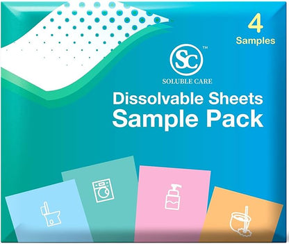80 Dissolvable Toilet Bowl Cleaner Sheets (Easy Clean, Quick-Dissolving, Septic-Safe Cleaning) + Sample Pack (Laundry, Foaming Hand Soap, Toilet & Floor Cleaner Dissolvable Sheets)
