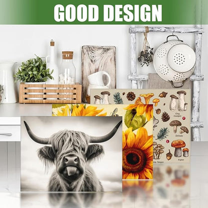 Large Dish Drying Mats For Kitchen Counter Microfiber Kitchen Drying Mat XL Draining Pad Absorbent Quick Drying Dish Mat 18x24 Inch - Cow Face