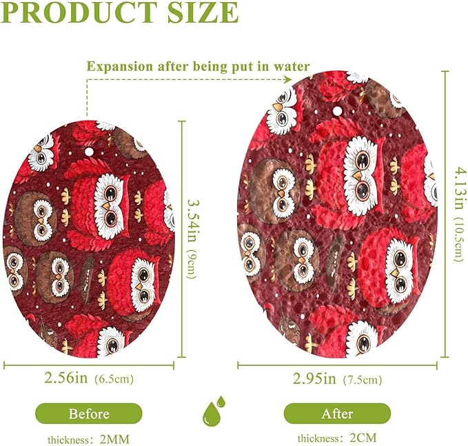 Owl Kitchen Scrub Sponges, Pop-up Kitchen Cleaning Sponges Reusable Dish Washing Sponges for Bathroom Household Cleaning 3 Pack - Non Scratch Scrubber