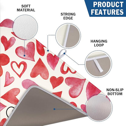 Valentine's Day Dish Drying Mat 18 x 24 Inch Heart Shaped Dish Drying Pad Absorbent Microfiber Mats for Red and Pink Dish Rack Pad for Kitchen Counter Coffee Bar Decor
