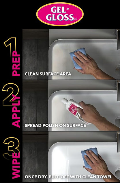 Gel-Gloss Home Kitchen & Bath Polish | Carnauba Cleaner Wax Formulation | Removes Water Spots, Light Scratches & Stains | Restores Color & Shine | Carnauba Wax Protective Coating, 16 oz.
