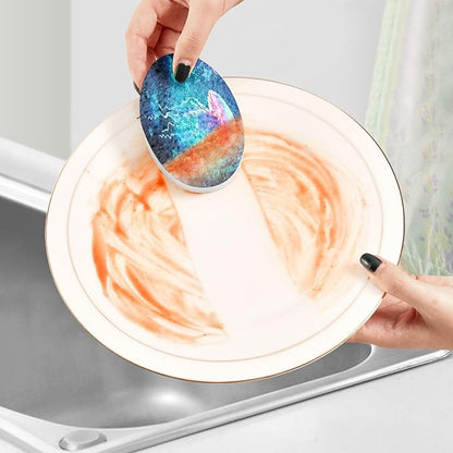 Jellyfish Kitchen Scrub Sponges, Pop-up Kitchen Cleaning Sponges Reusable Dish Washing Sponges for Bathroom Household Cleaning 3 Pack - Non Scratch Scrubber