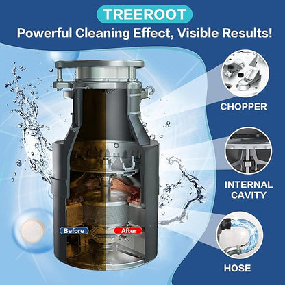 Treeroot 30 Pack Garbage Disposal Cleaner Tablets, Deodorizer, Foaming Sink Cleaner, Fresh Citrus Foaming Tablets for Garbage Disposal, Clean Kitchen Sink and Eliminate Odors, 1 Year Supply