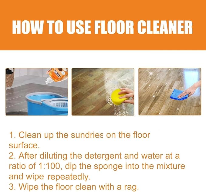 Floor Cleaner, 3.38 Oz/100ml Glossy Clean Floor Cleaners, Multipurpose Floor Cleaner Liquid, Powerful Household High-Performance Cleaner for Wood, Tile (2)