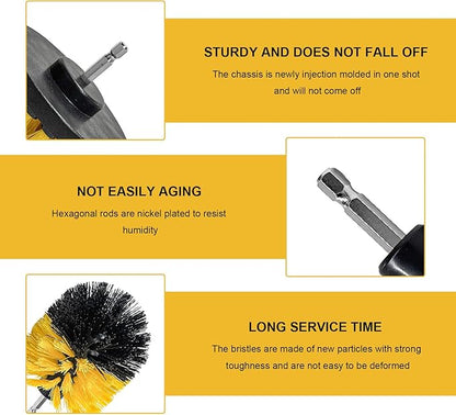 6PCS Drill Brush Attachment Set, 1/4in Power Scrubber Cleaning Brushes with Extended Rod, All Purpose Drill Activated Brushes Cleaning Kit for Car Detailing Carpet Floor Tub
