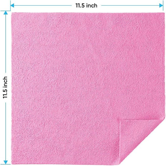 HOMEXCEL Pink Microfiber Cleaning Cloths, 20 Pack Cleaning Rags - Lint Free & Scratch-Free Microfiber Towels for Cars, House & Kitchen, Absorbent Cleaning Towels, 11.5 x 11.5 Inch