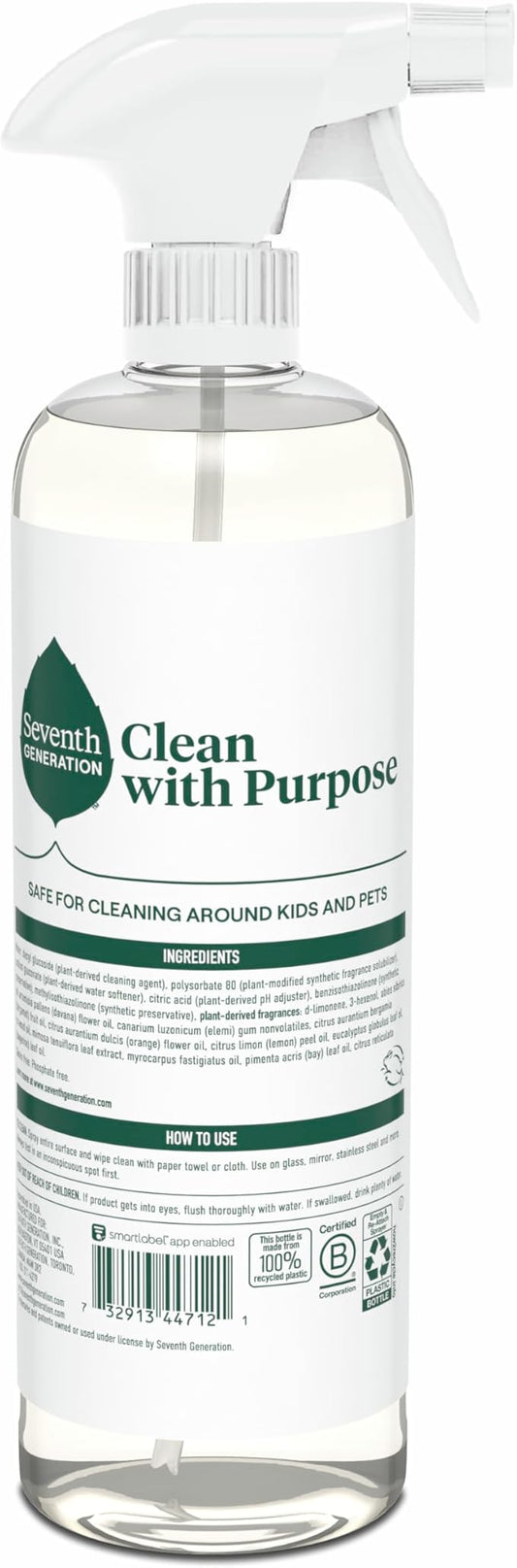 Seventh Generation Glass Cleaner, Sparkling Sea Scent, Streak-Free Shine, 23 Fl Oz