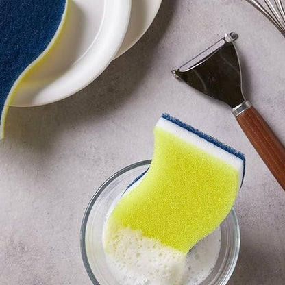 DEAD SKIN Soft & Hard Dual-Sided Sponge Dish Scrubber, Multi-Purpose, Odor-Resistant for Kitchen and Bathroom Cleaning, Household Scrub Sponges_3pcs