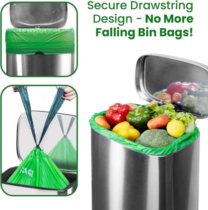 13 Gallon Compostable Trash Bags Drawstring, Heavy Duty Extra Thick 1 Mil, 35 Bags, Tall Kitchen Food Scrap Waste Bag, ASTM D6400