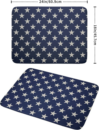 Patriotic July of 4th Blue Star Dish Drying Mat for Kitchen Counter 18x24 Memorial Independence Day Absorbent Reversible Microfiber Drying Mats Kitchen Countertop Protector Dishes Drainer Pad