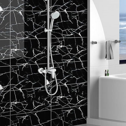 Chejiaye 10pcs Marble Peel and Stick Waterproof Wall Panels,Heat-Resistant Backsplash Tile, 23.6"x11.8" PVC Foam Wall Sticker for Kitchen,Living Rooms,TV Walls,Black (Not Real Tile 19.4Sq. Ft.)