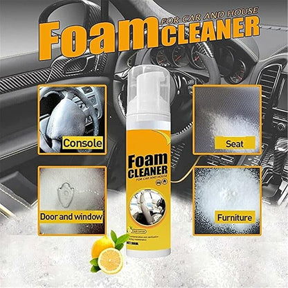 Multipurpose Foam Cleaner Spray,Foam Cleaner for car and House Lemon Flavor,Rinse Free Stain Removal Kitchen Grease Cleaner,for Car Interior,Kitchen,Bathroom,Car House (1pcs)