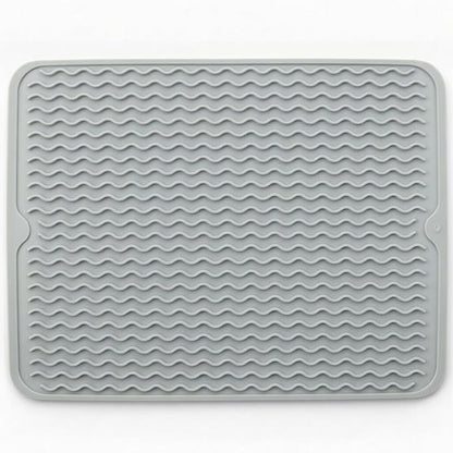 Silicone Drying Mat 16 × 12 – Gray Non-Slip Sink Mat for Kitchen Counter, Heat-Resistant Food-Grade Dish Pad, Easy-Clean Multipurpose Drawer Liner (Gray, 16'' x 12'')