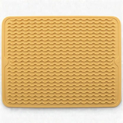 Silicone Drying Mat 16 × 12 – Yellow Tan Non-Slip Sink Mat for Kitchen Counter, Heat-Resistant Food-Grade Dish Pad, Easy-Clean Multipurpose Drawer Liner (Yellow Tan, 16" x 12")