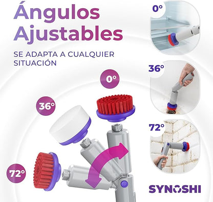 SYNOSHI PRO Electric Spin Scrubber, Cordless Cleaning Brush Bathroom Scrubber. Waterproof Shower Cleaner Brush with Adjustable Angles, 2 Speed, 180Min Work Time for Floor, Bathtub, Kitchen, Car, Tub