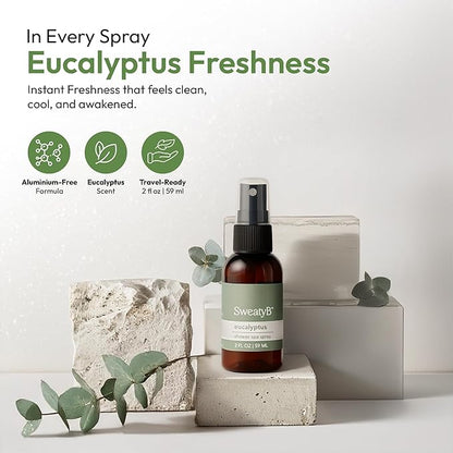 SweatyB® Eucalyptus Shower Spray – 100% Pure Eucalyptus Essential Oil Shower Mist for Sauna & Steam Room – Natural Aromatherapy for Stress & Sinus Relief – Vegan – Made in USA – 2 oz