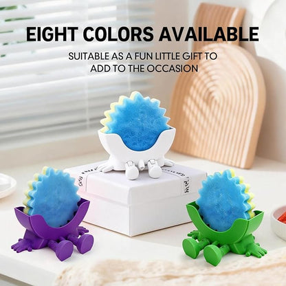 Cute Hanging Sponge Holder with Drainage, Peeing Scrub Sponge Holder, Ponge Holder for Kitchen Sink, Funny Sponge Stand for Kitchen Sink, 3D Printing Countertop Sponge Holders (Green)
