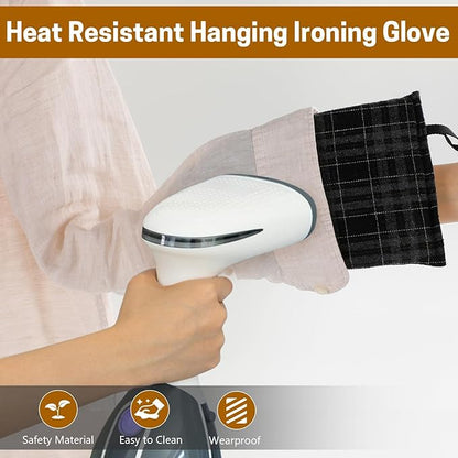 SWISSELITE Garment Steamer Ironing Glove - Heat Resistant Mitt for Clothes Steamer Handheld - Waterproof Board Pad with Finger Loop - Compatible with Automatic Ironing Machine
