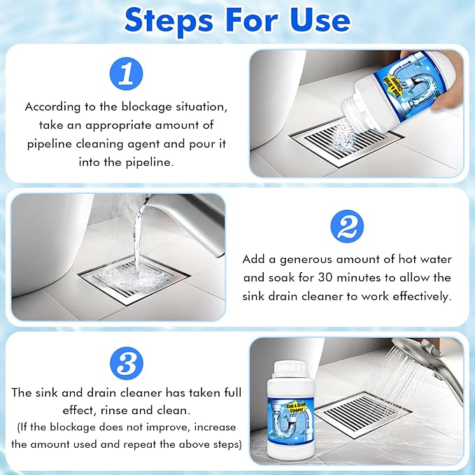 Drain Clog Remover,Powerful Pipe Dredging Agent,Kitchen Drain Cleaner for Unclogs Bathroom and Kitchen Sinks,Drains,Shower Pipes