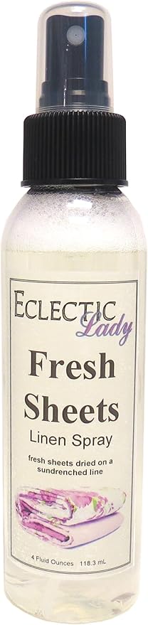 Fresh Sheets Linen Spray, 8 ounces - Eclectic Lady Sheet and Linen Spray - No Artificial Colors, Parabens, or Preservatives - Long-Lasting Scent for Bed, Fabric & Pillow