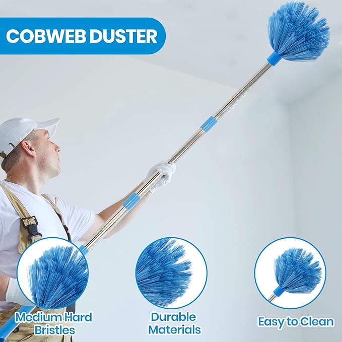 Ceiling Fan Cleaner Duster Kit 72 Inch Ceiling Fan Duster Extension Pole 8-in-1 Microfiber Duster Set for High Ceilings, Fan Blades, and Lights Reusable Cleaning Tools with Storage Bag