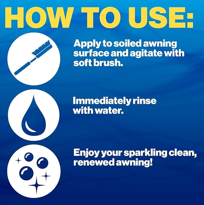 Walex RV Awning Cleaner - Safe for Vinyl & Fabric, Dissolves Tough Stains, Mold, Mildew, Dirt, Bird Droppings & More; Extends Awning Lifespan for RVs, Campers, Trailers & Motorhomes, 64 oz