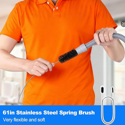P Trap Cleaner Set,3 IN 1 P Trap Brush for Shower Kitchen Sink Bath Tub Bathroom,Including 20 Inch Drain Snake Remover,61 Inch Flexible Wire Brush,18 Inch All Bristle Brush