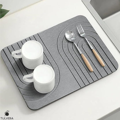 Stone Dish Drying Mat for Kitchen Counter – Diatomaceous Earth Drying Mat | Fast-Absorbing, Minimalist Design, Durable Diatomite | Non-Slip, Heat Resistant, Easy-to-Clean | USA Brand | 15.7”x11.8”
