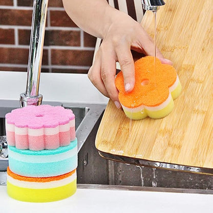 Individually Wrapped Sponge, Kitchen Dishwashing Sponge Multi-Purpose Mesh Net Scouring Pad, Odor-Free Sponge Wipes Suitable for Travel Apartments Household Cleaning (Multicolor Sponge)