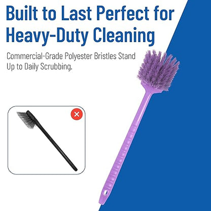 SPARTA 40501EC68 Plastic Large Scrub Brush, Kitchen Brush, Utility Brush With Long Handle For Cleaning, 20 Inches, Purple