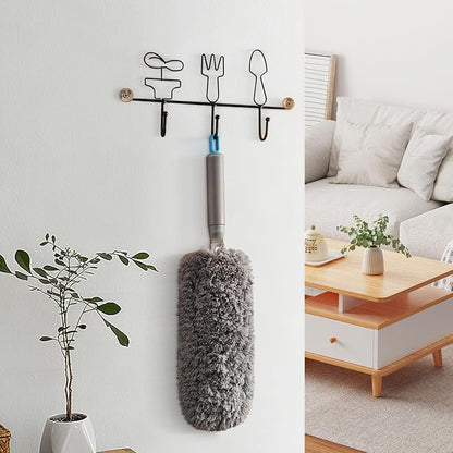 Microfiber Duster with Washable and Reusable Duster Head, Microfiber Dusters for Household Cleaning, Gray