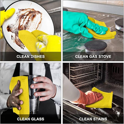 Nialnant 6 Pack Yellow Kitchen Dish Cloths, 100% Cotton Waffle Weave Dish Towels for Drying Dishes, Quick Drying Kitchen Towels, Soft Absorbent Dish Rags - 12x12 in