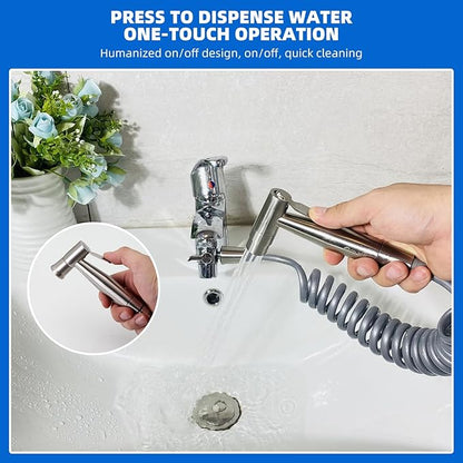Toilet Bidet Sprayer Head, Durable Stainless Steel Hand Held Shower Bidet, Adjustable Water Pressure Bidet Sprayer, Suitable for Pet Shower